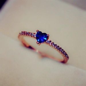 Romantic Zircon Stone Blue Heart Ring